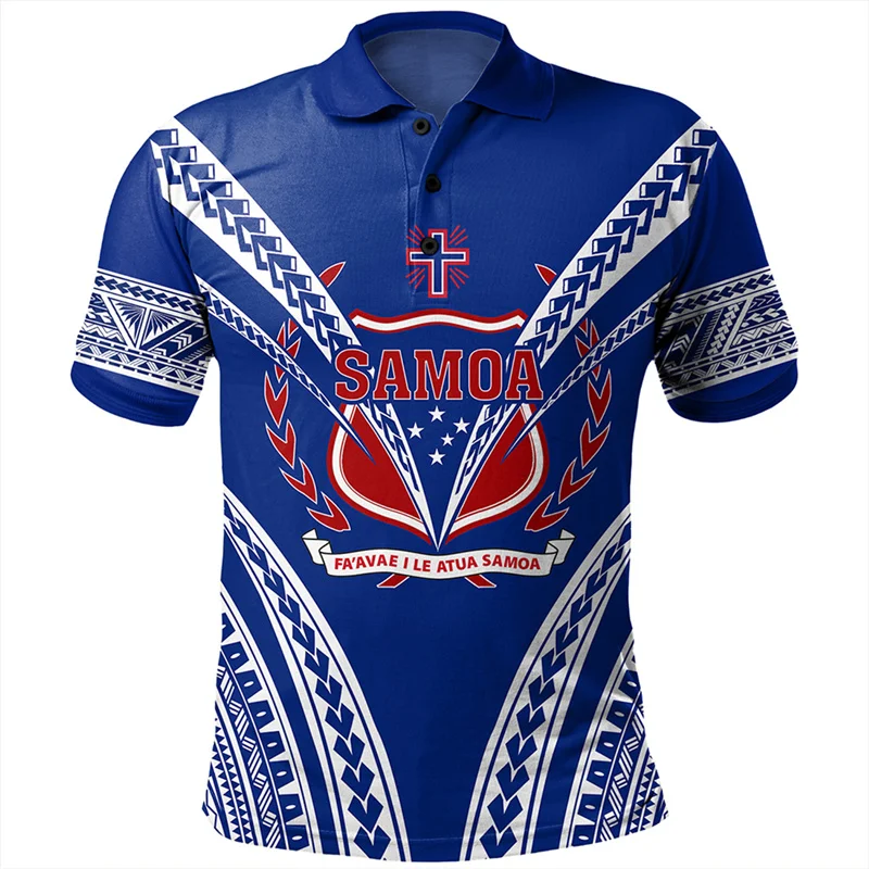 Harajuku New 3D American Samoa Flag Print Polo Shirt For Men Polynesian Samoa Emblem Graphic Polo Shirts Cool Clothing Polo Tops