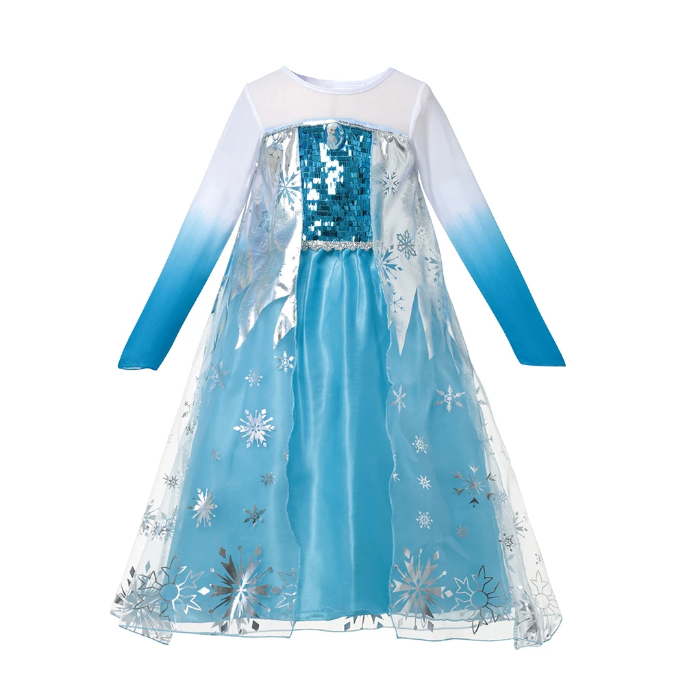 Meninas Frozen Costume Princess Dress, Mesh Ball Gown, Roupas de Carnaval, Kids Cosplay, Snow Queen, Elsa, Anna, Halloween