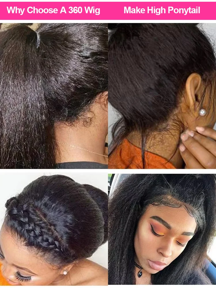 250% غريب مستقيم 360 HD شعر مستعار دانتيل كامل قبل قطعها ياكي مستقيم HD شعر مستعار دانتيل 13x6 7x5 ارتداء والذهاب شعر مستعار بدون صمغ الإنسان للبيع