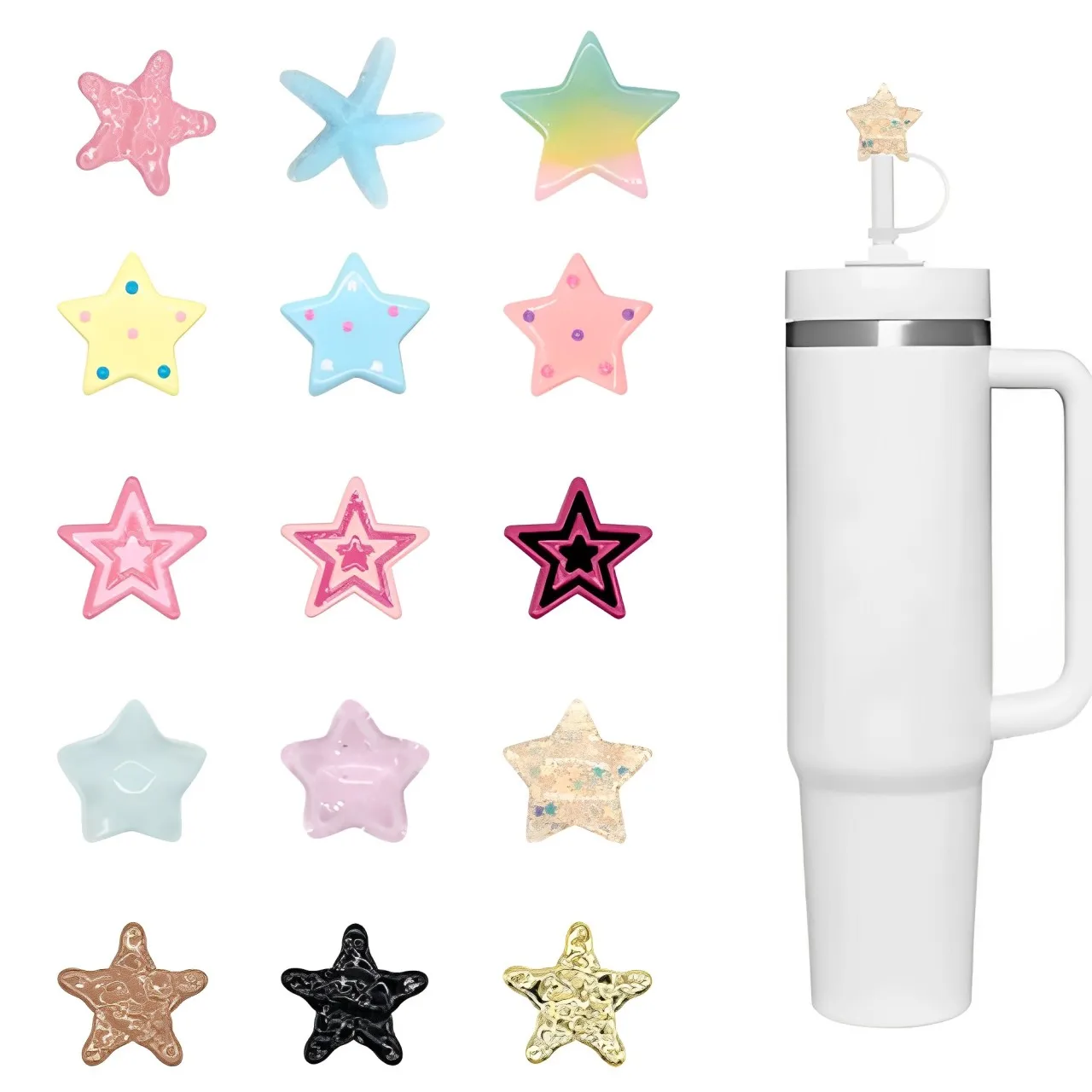 

Cartoon Cute Star Shaped Straw Covers Reusable Dustproof Silicone Straw Plugs For 8mm Straw Drinking Straws Accessories