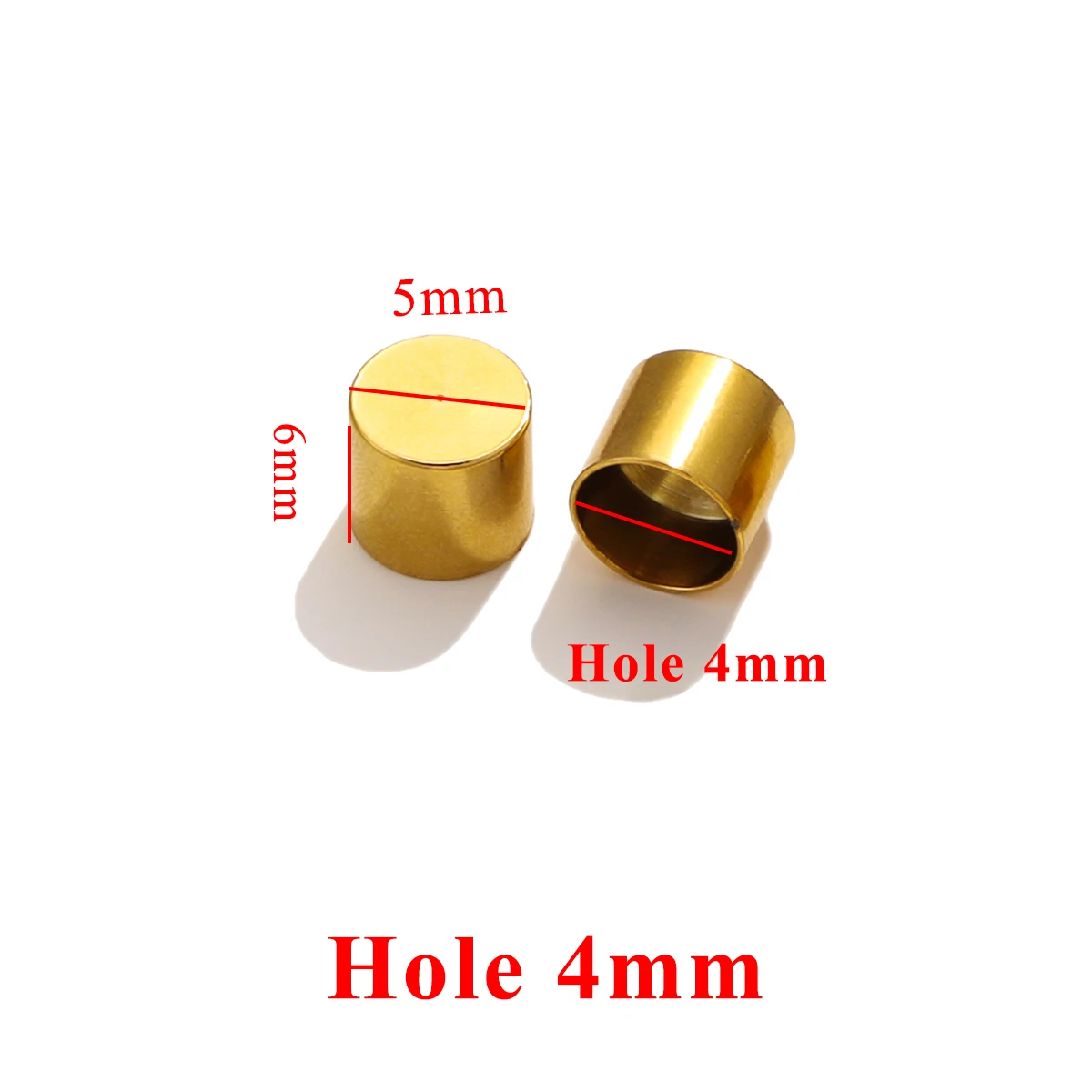 10 Stück Edelstahl-Zylinder-Lederbandverschluss, goldfarbene Crimp-Spitzen-Endkappen für Halskette, Armband, Verbinder, Schmuckherstellung