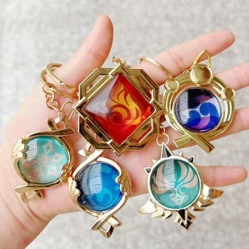 Game Impact Fontaine Sumeru Wanderer Light Pervious Key Chain 7 Element Eye Of Original God Cosplay Toy KeyRing