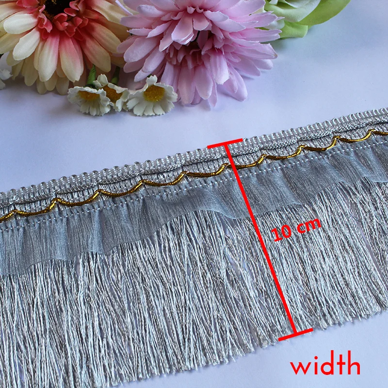 Wholesale 12M Long Fringe Polyester Yarn Gold Thread Tassel Lace Trim Ribbon Sew Latin Dress Garment Curtain DIY Accessories