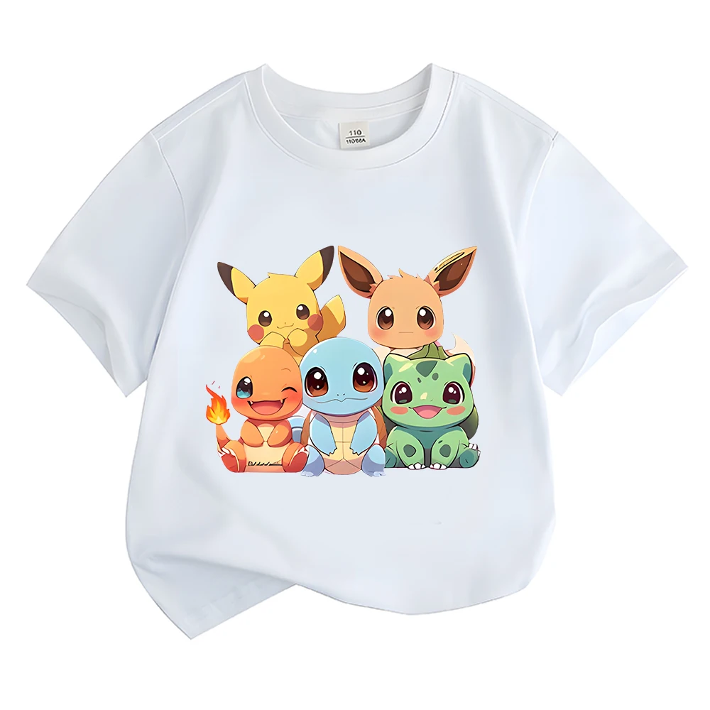 Kawaii Little Pekach Animals T-Shirt Kids Cartoon Animals T Shirt Boys Girls Kids Clothes Anime Short Sleeve Tees Tops Футболки