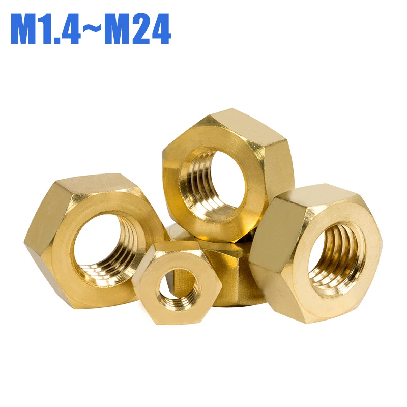 1-100pcs DIN934 Solid Brass Copper Hex Hexagon Nut for M1.4 M1.6 M2 M2.5 M3 M4 M5 M6 M8 M10 M12 M14 M16 M18 M20 - M20 Screw Bolt