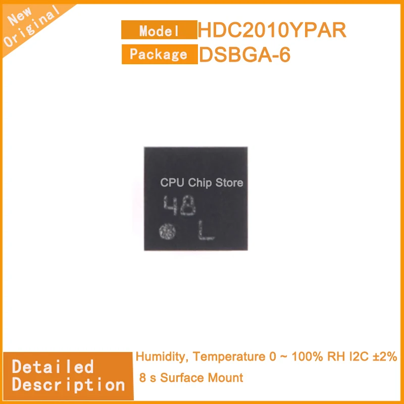 5Pcs/Lot  New Original  HDC2010YPAR HDC2010 Humidity, Temperature 0 ~ 100% RH I2C ±2% 8 s Surface Mount