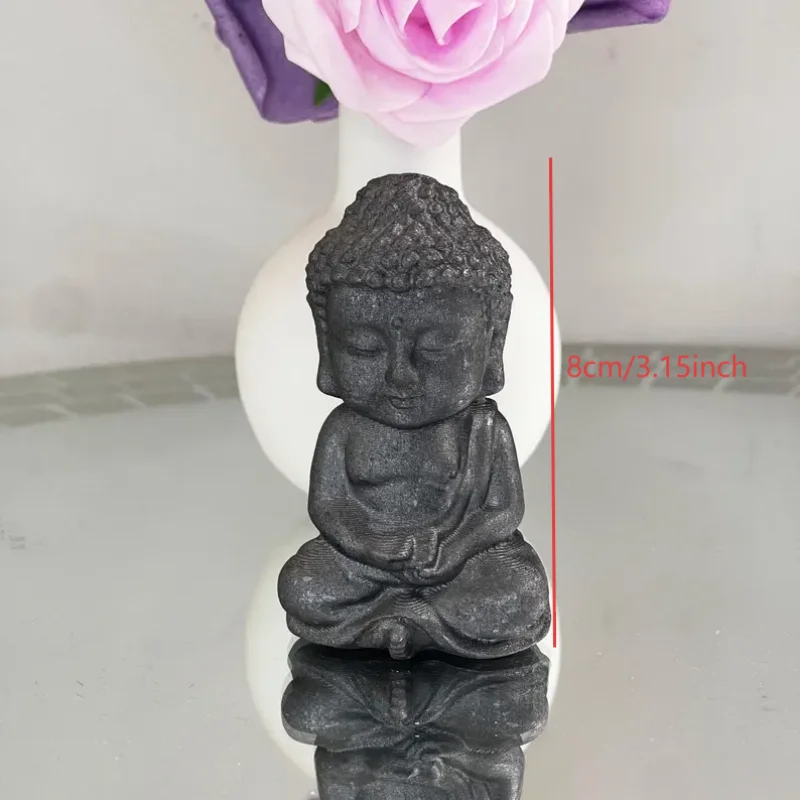 1pc Black Shungite Statue,Buddha Figurine Crystal Carving,Perfect for Desk Decor,Gifts Home Decor,with Intricate Detailing view 4