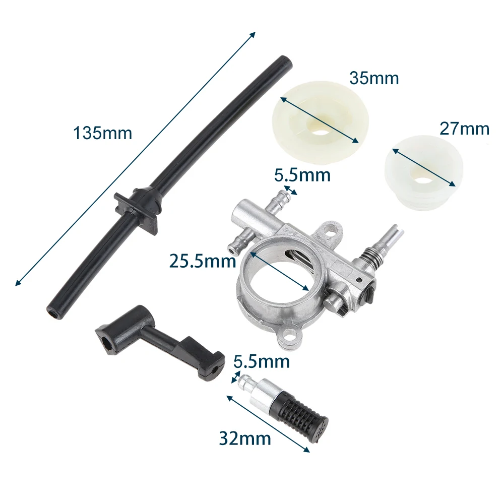 1 conjunto da bomba de óleo filtro tubo mangueira linha sem-fim kit motosserra substituição se encaixa para chinês 25cc 2500 motosserra