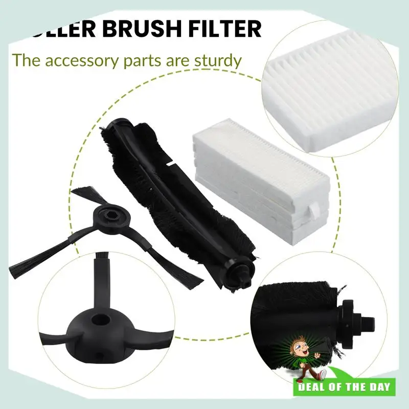 24-Hour Delivery 13Pcs Roller Brush Filter Side Brush Replacement Parts For Qihoo 360 S10 X100 Max Robotic Vacuum Cleaner
