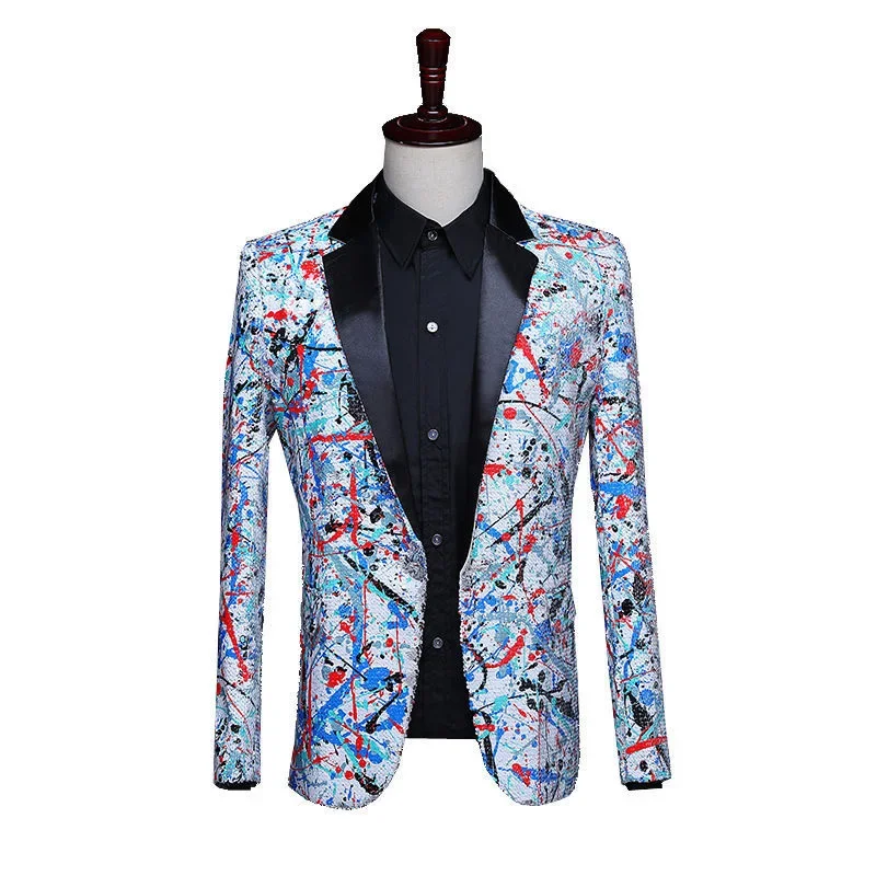 

Z322Rock band performance suits male singer DJ stage tassel performance clothes