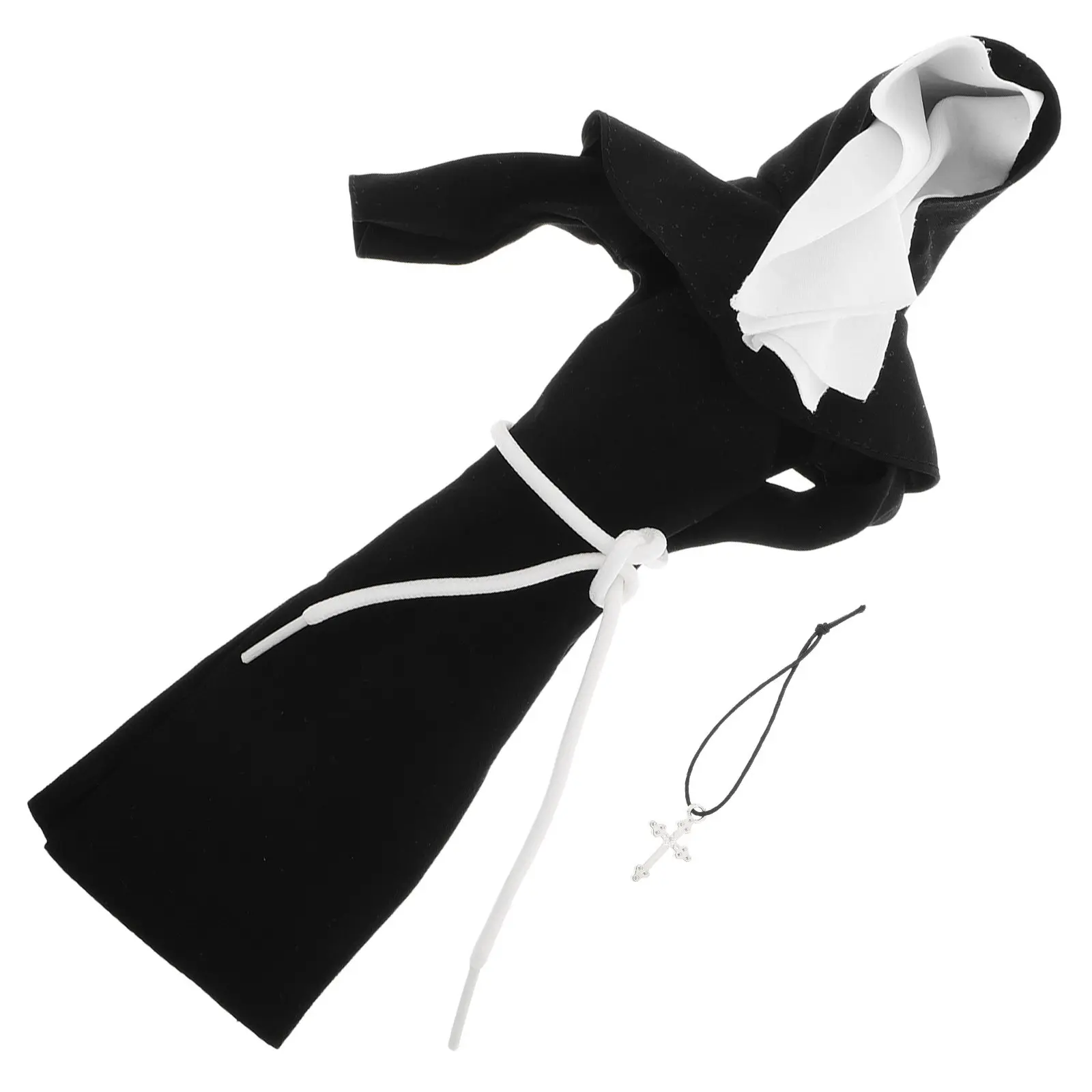 

Черный костюм монахини с головным убором и подвеской для маленьких плюшевых фигурок, для ролевых игр, церковных мероприятий, Хэллоуина, аксессуар для вечеринок