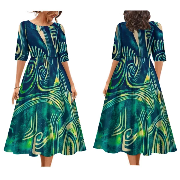 Nuovo Tapa melanestesia Pacific Island Design Plus Size abiti donna Lady elegante pieghettato Swing Fit e Flare Maxi Dress personalizzato