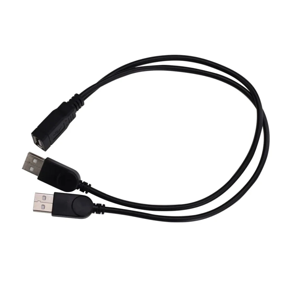 USB 2.0 A Female to 2 Double Male Y Splitter Extension Cable HUB Charge Cord Power Supply Wire For Printers