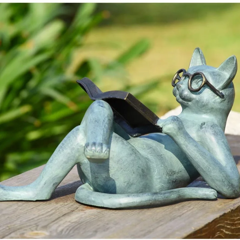 Read Literature Cat Crafts Decoration Creative Read Cat Home Table Top Decoration Statue Office Home Decor Gift Car Accessories