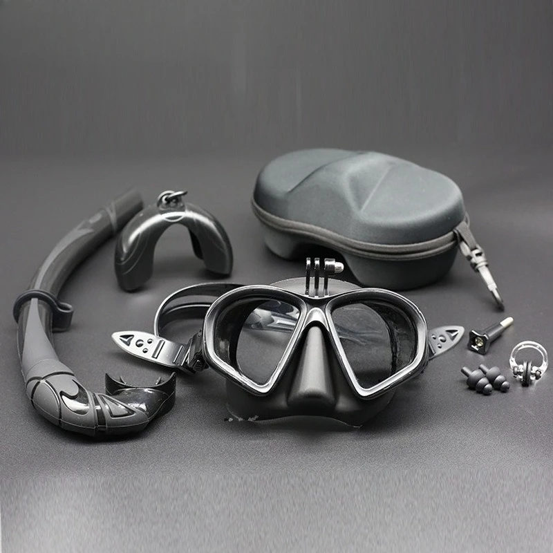 Low Capacity Free Diving Mask, Tempered Glass Snorkeling Mask with Stand