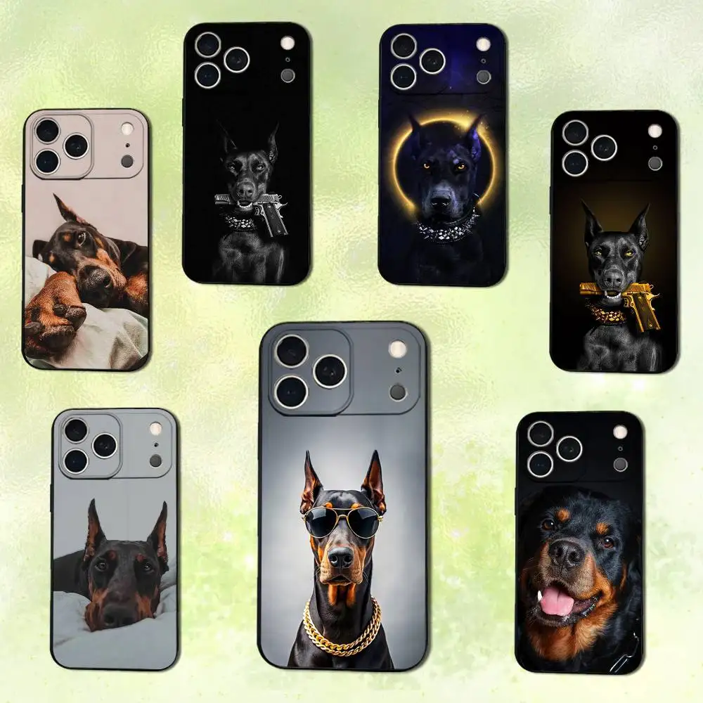 

Doberman Dogs Pet Phone Case For iPhone 14,13,17,12,11,16,15,Plus,Pro Max,XS,X,XR,SE,Mini,Soft Silicone Black Cover
