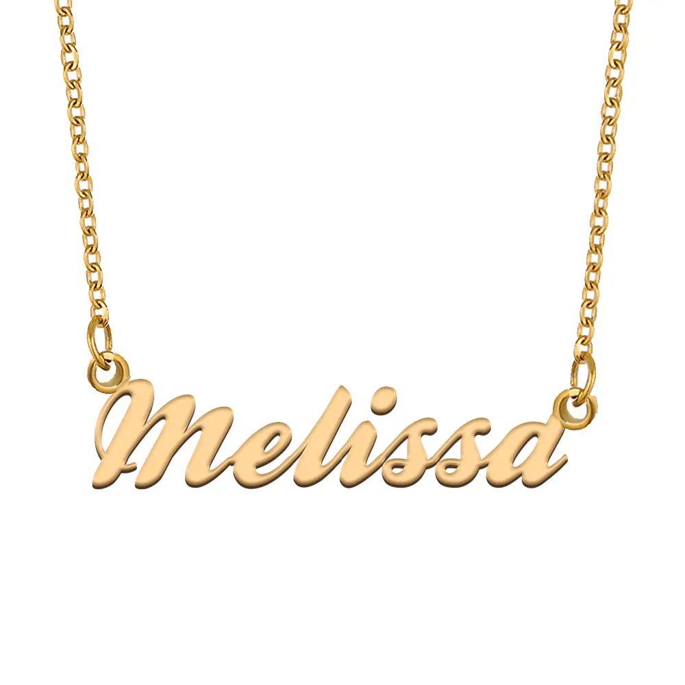 Melissa Name Necklace for Women Stainless Steel Jewelry Gold Plated Nameplate Pendant Femme Mothers Girlfriend Gift