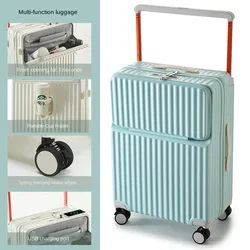 Wide Handle Suitcase Universal Wheel USB Port Luggage Lightweight PC Boarding Travel Bag 20/24 inch Cabin Trolley Case