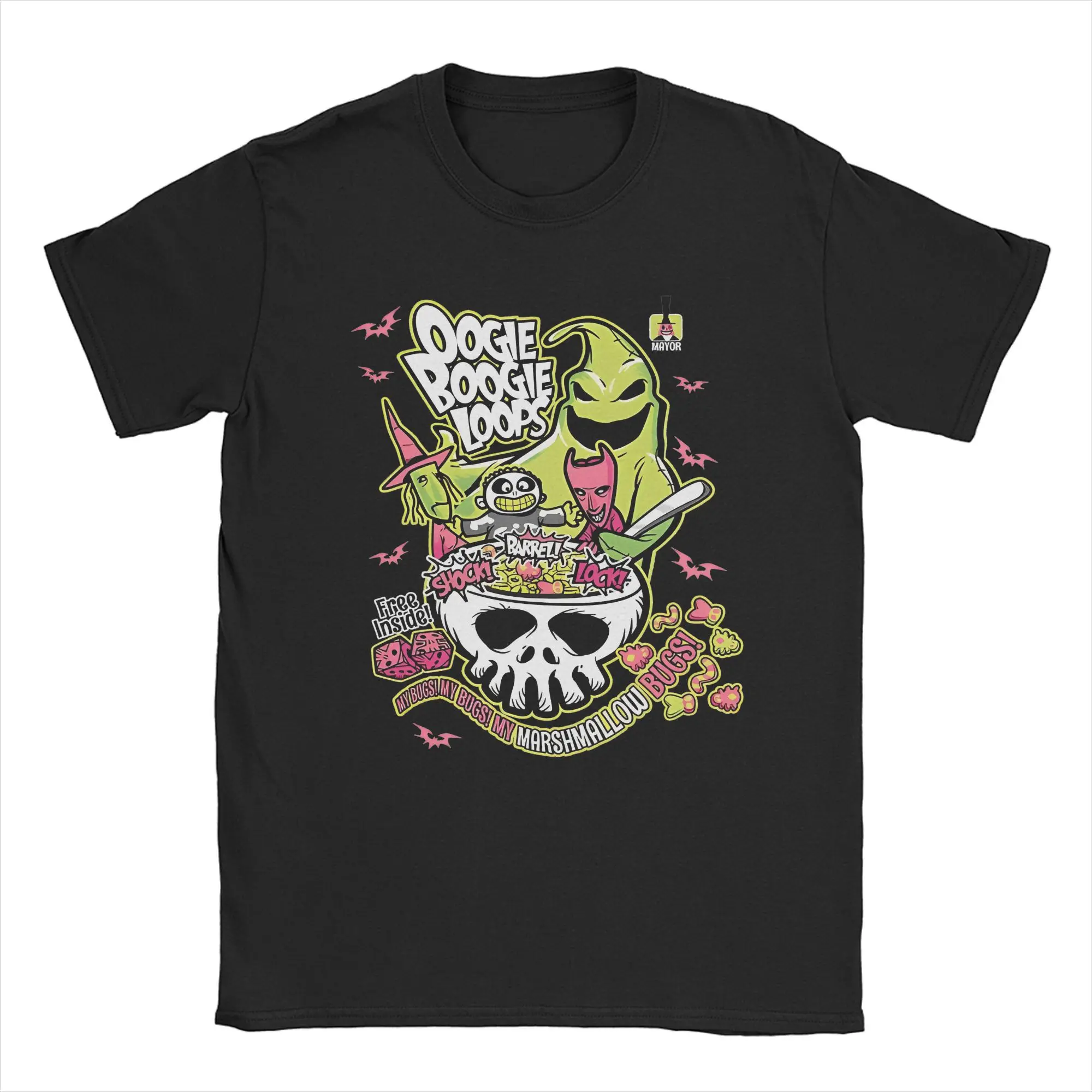 

Oogie Boogie Loops Nightmare Before Christmas T Shirts Men Cotton Cool T-Shirts Green Monster Tees Short Sleeve Clothes Printed