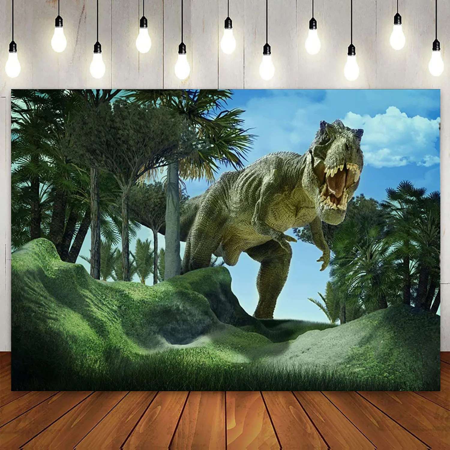 Jurassic Dinosaur World Tropical Jungle Photography Backdrop for Boy 1st First Happy Birthday Party Decoration Banner Background