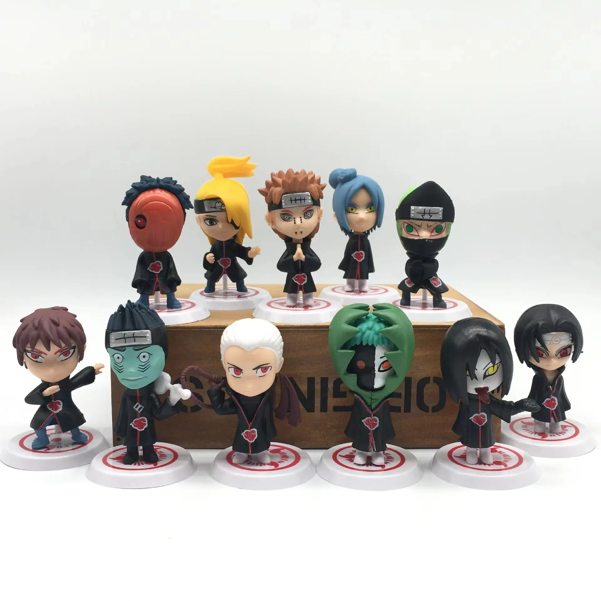 11 Pcs/Set Q Ver. Naruto Akatsuki Mini Figure Uchiha Itachi Madara Konan Hidan Figurine Anime Decoration Model Dolls Toys