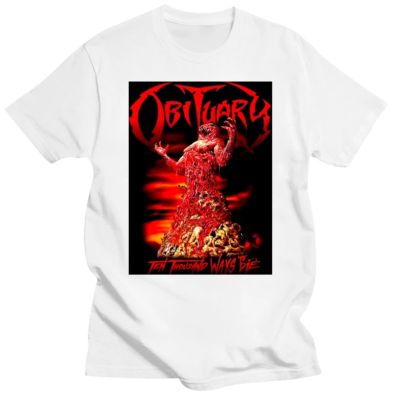 

Мужская хипстерская футболка Obituary с коротким рукавом десять тысяч способов умереть, черная футболка из 100% хлопка с принтом, летняя футболка
