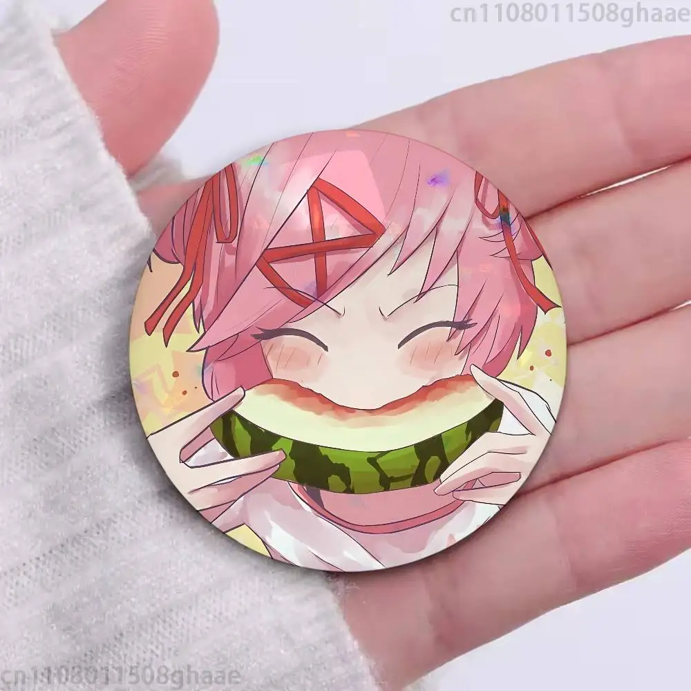 Cartoon Character Natsuki 58mm Badge Brooches on Backpack Clothes Handmade Round Enamel Pins