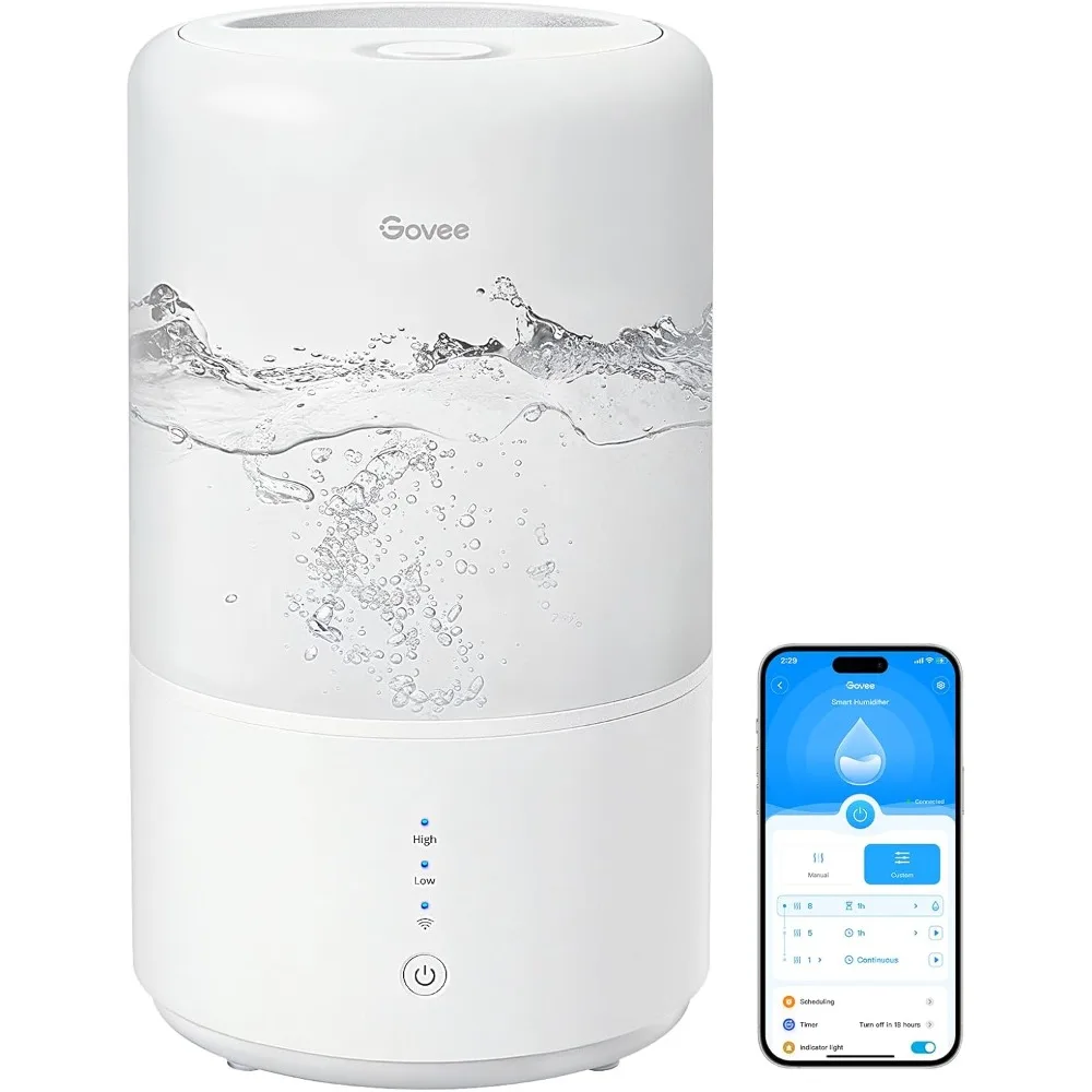 Smart Humidifiers for Bedroom, Top Fill 3L Cool Mist Humidifier, Auto Mode, 360°Nozzle with Adjustable Mist Air Humidifier