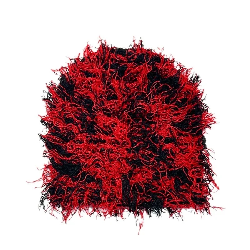 Men's Camouflage Fleece Lined Balaclava Beanie Warm Distressed Knitted Winter Ski Cap Outdoor Hip Hop Fuzzy Knit Hat