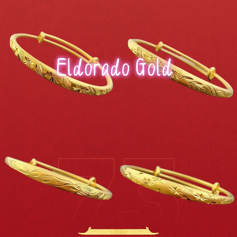 Eldorado Gold  2025 Lover's giftHigh-quality 9999 push-pull cart flower bracelet 24 real gold dragon and phoenix Chengxiang wome