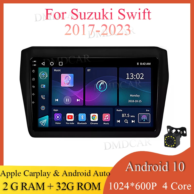 Android 10 2+32G Car Multimedia Radio Wired Carplay For Suzuki Swift 2017-2023 GPS android Auto WIFI Blue-tooth 1024*600P Screen