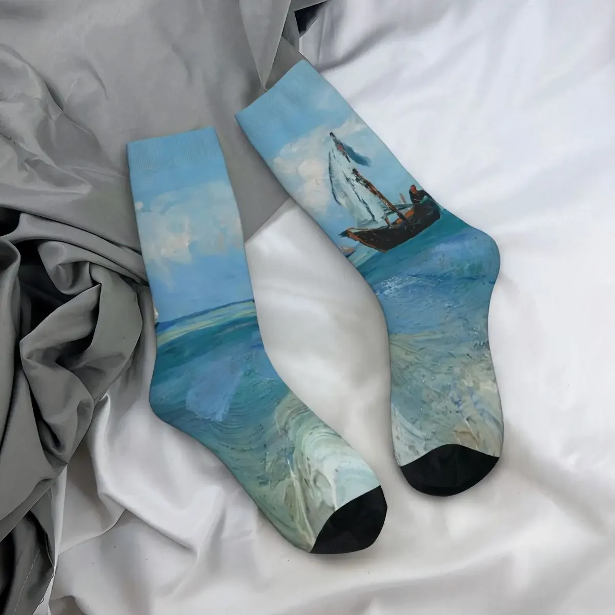 Van Gogh Socks Winter ship Stockings Gothic Adults Men High Quality Socks Pattern Outdoor Non Slip Socks