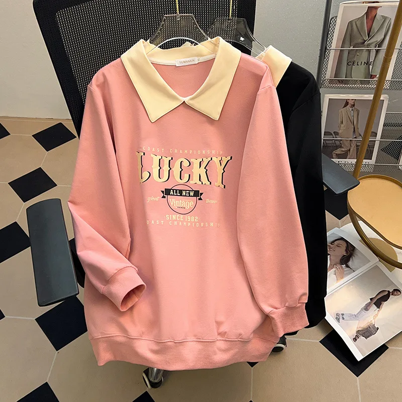 100/150/175kg Big Size Women Clothing Autumn Women Wear Extra Large Loose Lapel Sweatshirts Women Bust/150/160cm Hoodies 6XL 7XL