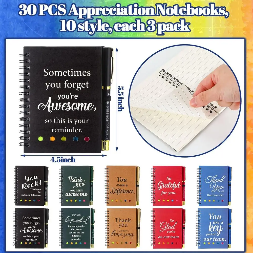 Jurnal Kulit Inspiratif untuk Tim - Pulpen Bambu, Tab Indeks Berwarna, Hadiah untuk Staf dan Rekan Kerja