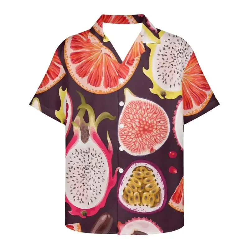 

Рубашка мужская с принтом томатов, короткий рукав, лацканы, пуговицы, Повседневная модная Топ, оверсайз, 3d фрукты
