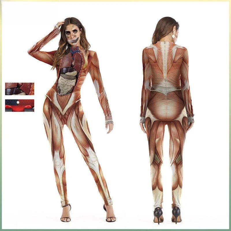 

Chrisas Funny Halloween Printed Jumpsuit Women's One-Piece Suit Ethnic Stage Costume Spring 2026 No Brand RHMFLuG