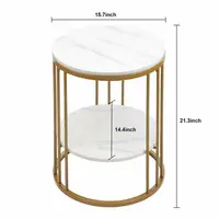 2-Tier White Marble Side Table Round Coffee Table Nightstand Jewellery Storage 5