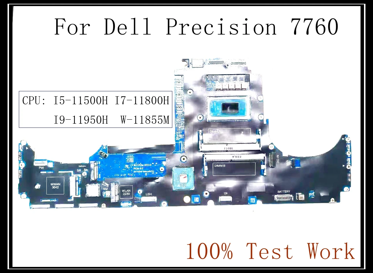 LA-K631P For Dell Precision 7760 Laptop Motherboard DDR4 RAM With i5 i7 i9 w 11th Gen CPU 100% Test Work