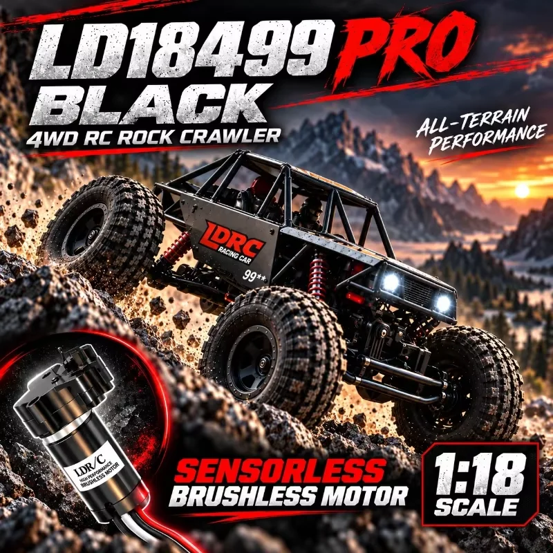 LDRC LD18499 PRO 1:18 FOC Sensored Brushless RC Crawler 4WD Tube Chassis Rock Climbing Truck RTR