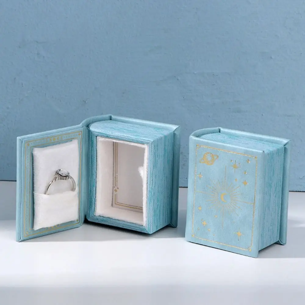 Kleine kreative Buchform Ringbox Samt magnetische Verlobungsring Fall Flip Deckel Ohrringe Fall Schmuck Verpackung Geschenkbox
