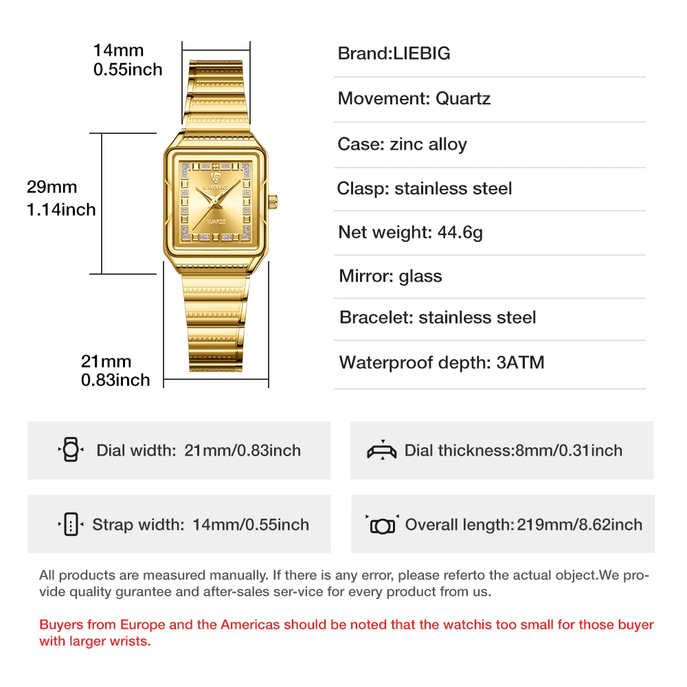 LIEBIG Jam Tangan Kuarsa Elegan Jam Tangan Bergaris Baja Tahan Karat untuk Wanita Jam Tangan Tahan Air Mewah Sederhana dan Gelang Hadiah Anak Perempuan