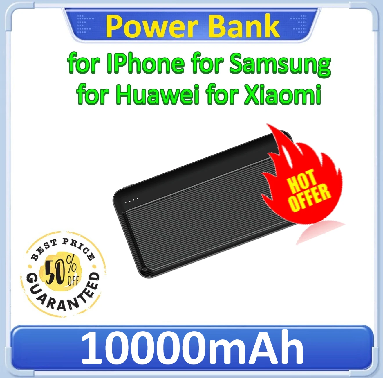 

Power Bank Ultra-fast Charging Large Capacity Stylish Portable External Battery for IPhone/Samsung/Xiaomi/Huawei 10000mAh