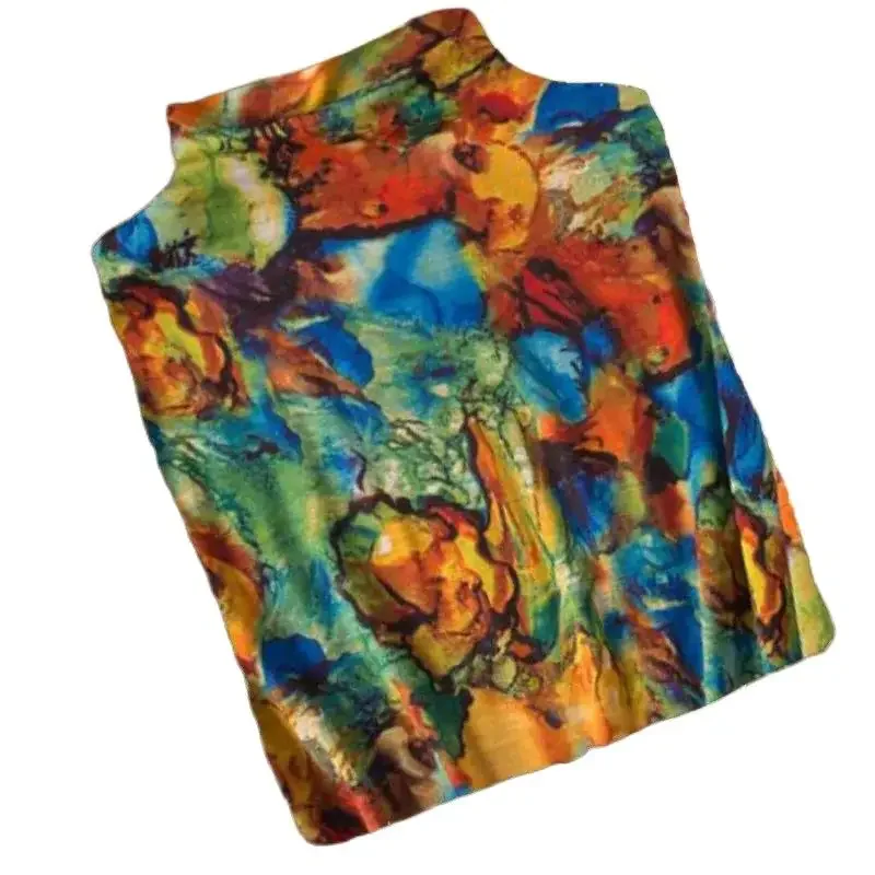 女性用絞り染めプリントウールセーター,ランウェイハーフハイカラー,薄いスリムプルオーバー,レトロなニットウェア,ブランド,秋冬