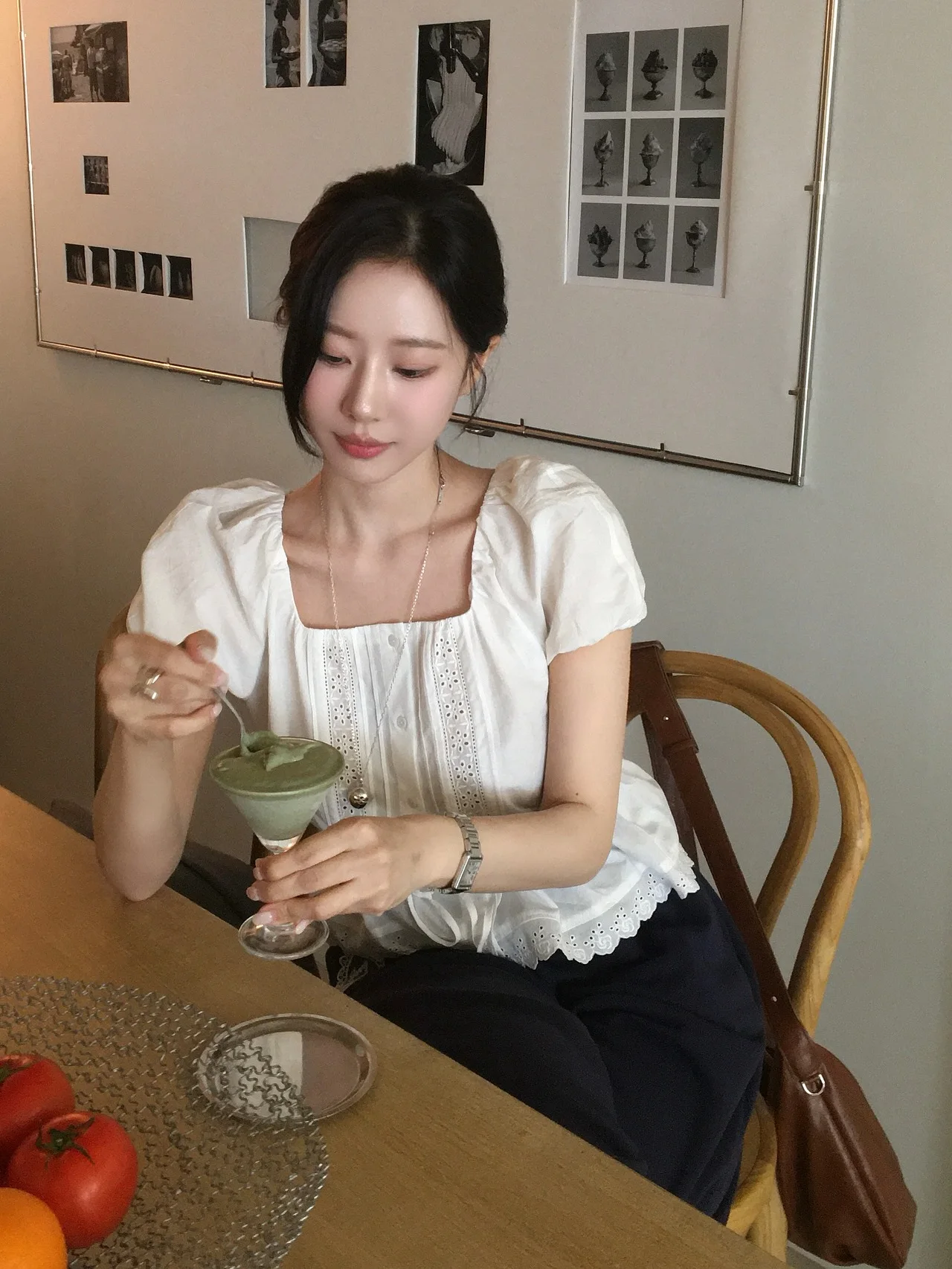 Colletto quadrato in pizzo di cotone bianco Bubble Sve Dstring Vita ort irt Cardigan aperto Faion Commute Sle Slim Fit da donna