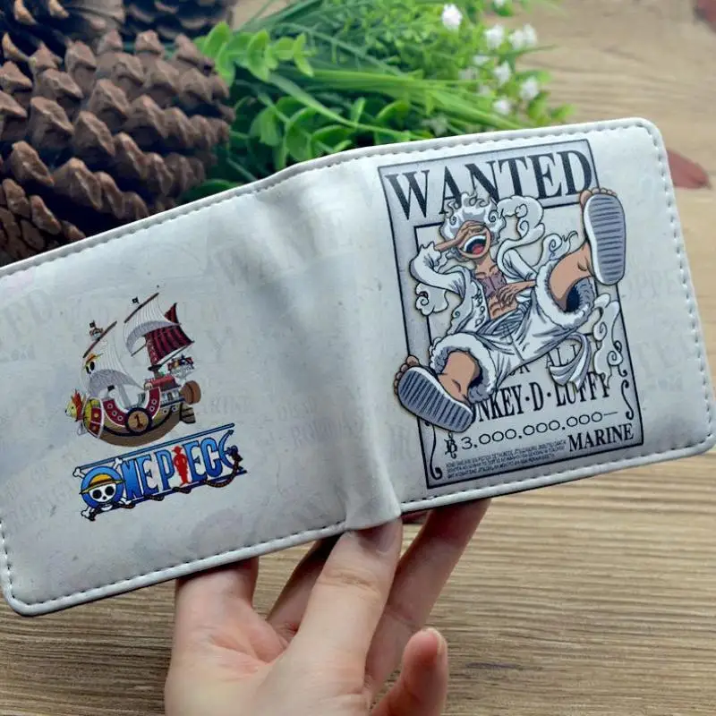 Anime One Piece Ruffy PU-Leder-Geldbörse, zweifacher, antimagnetischer Kreditkartenhalter mit Organizer, Münzfach, Geldklammern, Geldbörse