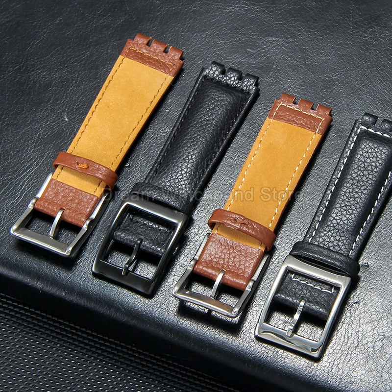 إكسسوارات ساعة مرنة ومريحة وقابلة للتنفس وصديقة للبشرة من جلد البقر الرائع لحزام ساعة سواتش الجلدي الأنيق