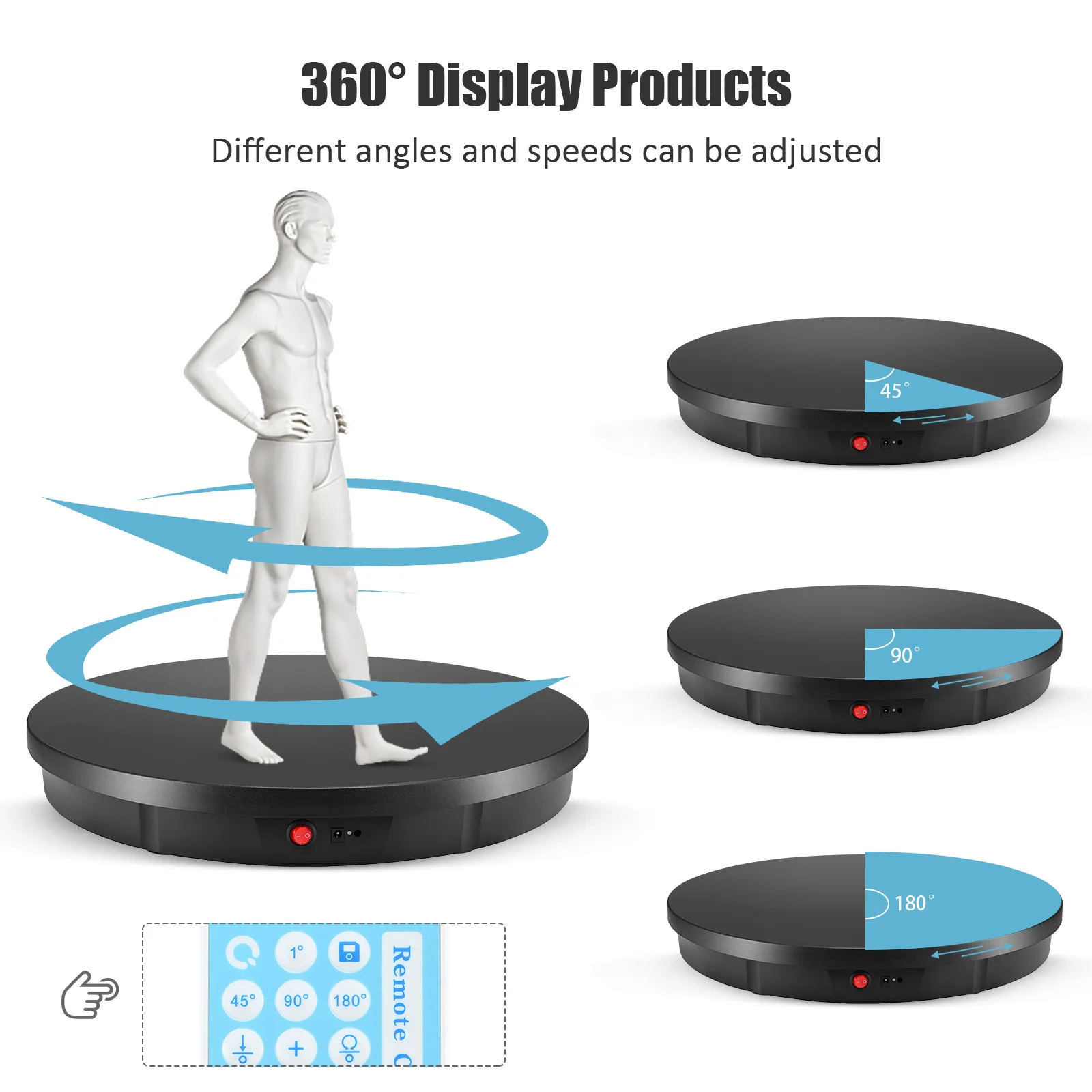 Espositore Girevole Elettrico a Specchio 360° da 50cm 100kg °   Supporto Girevole per Gioielli a Batteria per Accessori Fotografici e Video