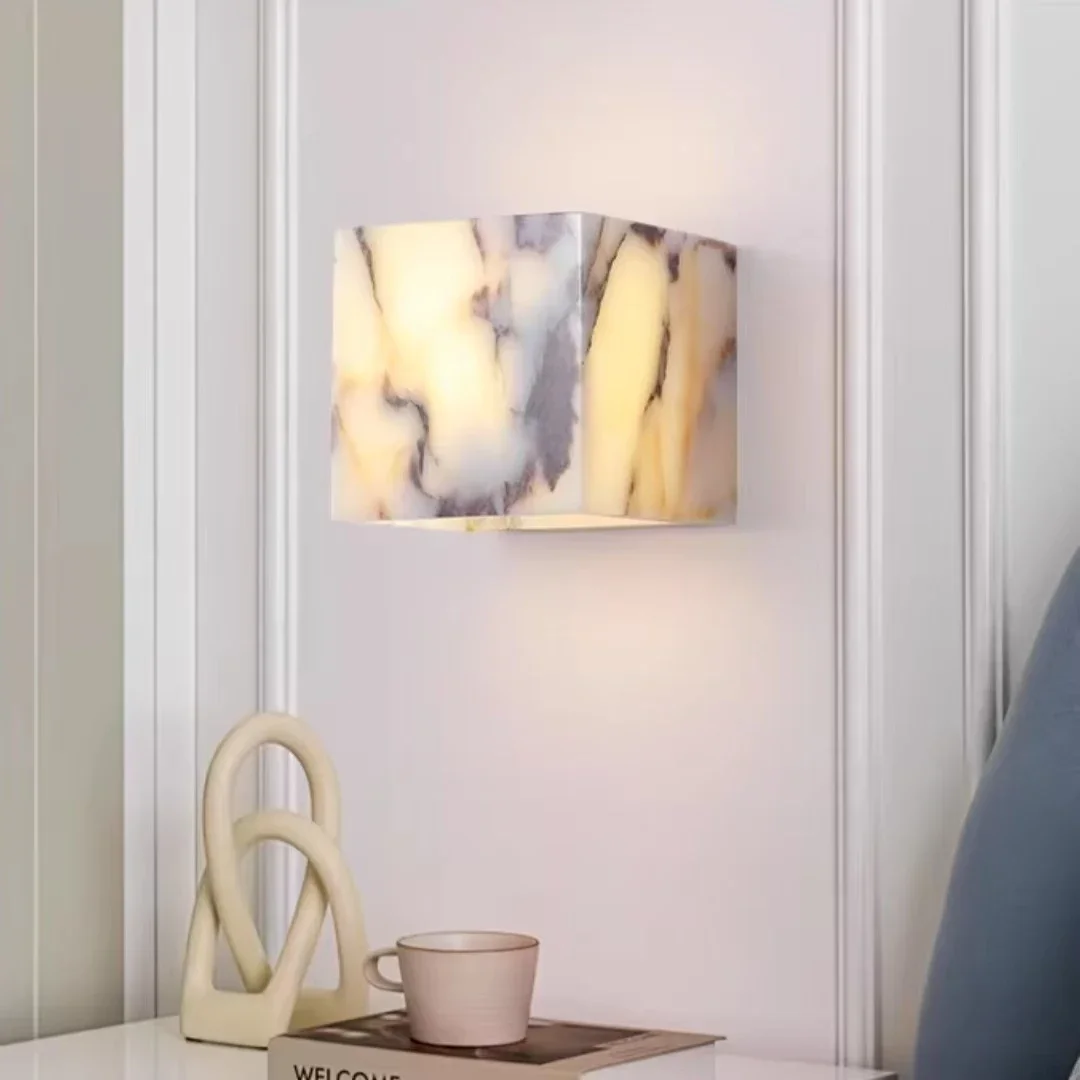

French Style Light Luxury Advanced Feeling Marble Wall Lights for Home Modern Decoration Bedroom Bedside LED Atmosphere Lamps