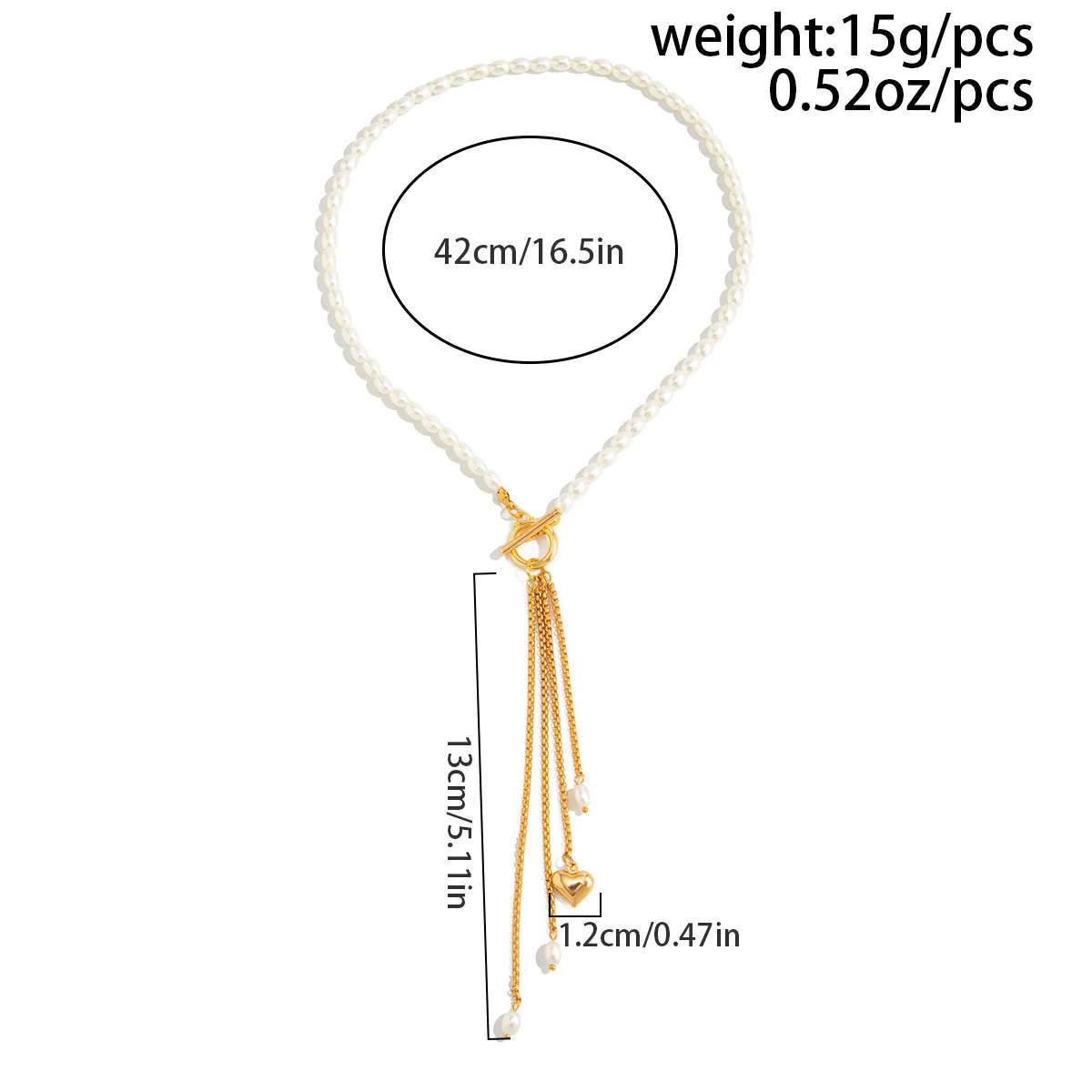 Retro Gold Color Metal Heart Chain Tassel Pendant Necklace 2026 Simple Sweet Opposite Sex Imitation Pearl Girl Fashion Jewelry