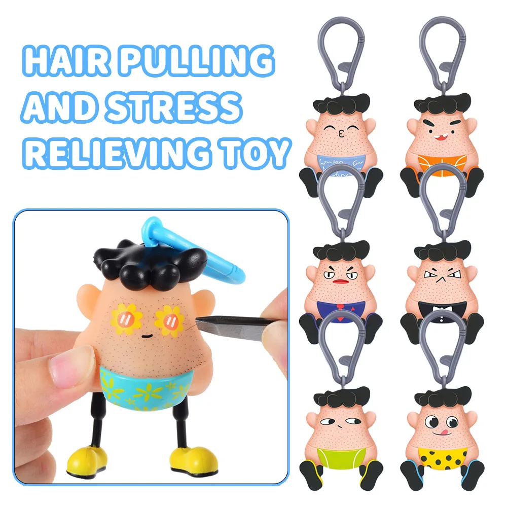Beard Pulling Fidget Toy Funny Stress Relief Keychain | Squeezing Pimple Toy | Anti-Stress Gag Gift for Kids Adults